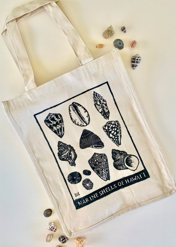 Reusable Canvas Market Tote Bag- Marine Shells