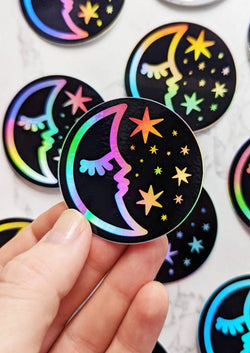 Sleepy Moon Holographic Moon Stickers 2 – The Monarch Collective