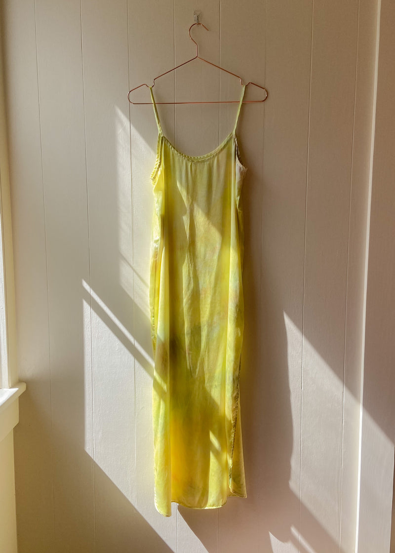 Long Silk Slip Dress: Neon