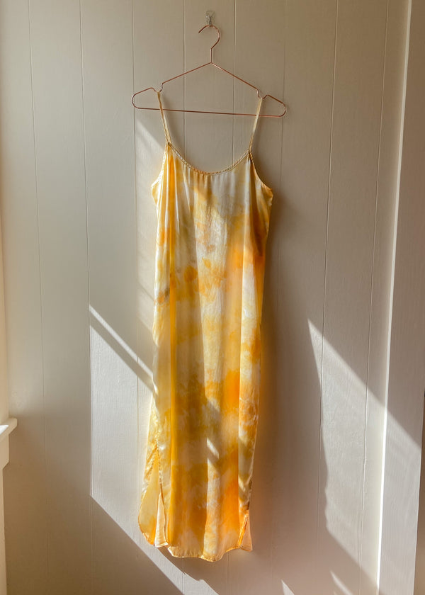 Long Silk Slip Dress: Sunshine