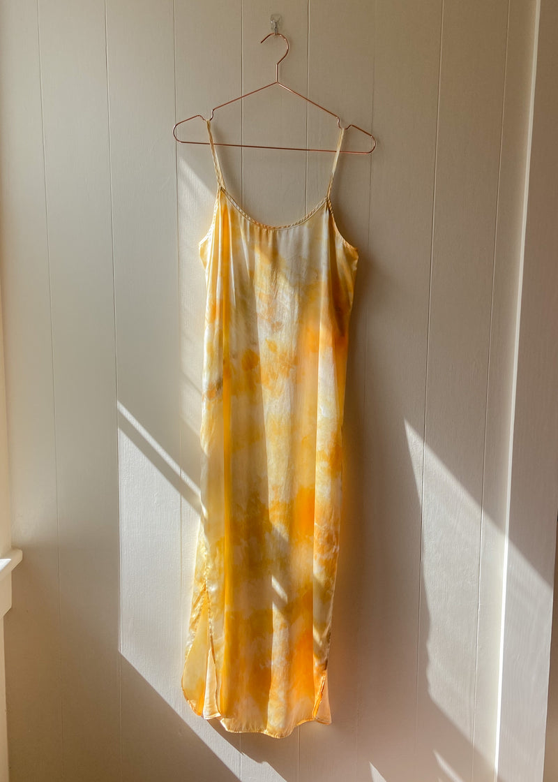 Long Silk Slip Dress: Sunshine