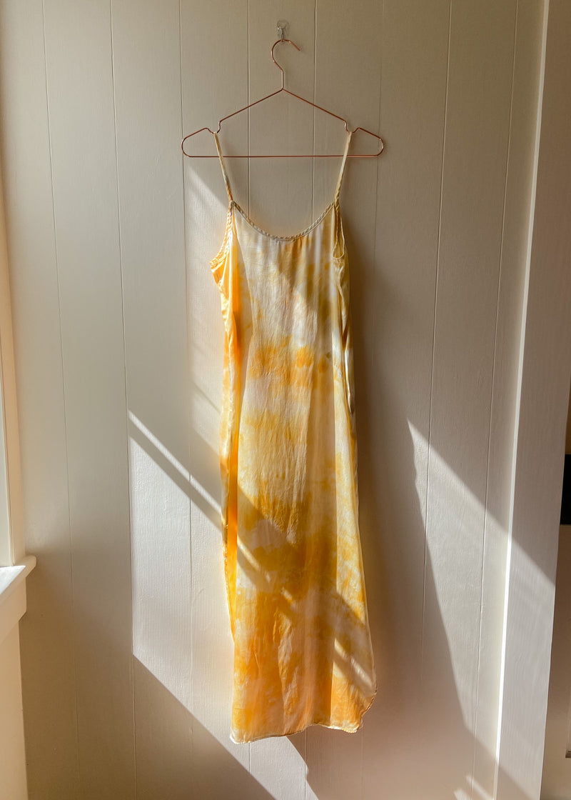Long Silk Slip Dress: Sunshine