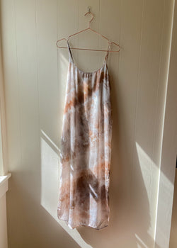 Long Silk Slip Dress: Smokey Quartz