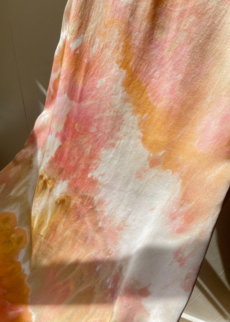 Long Silk Slip Dress: Guava