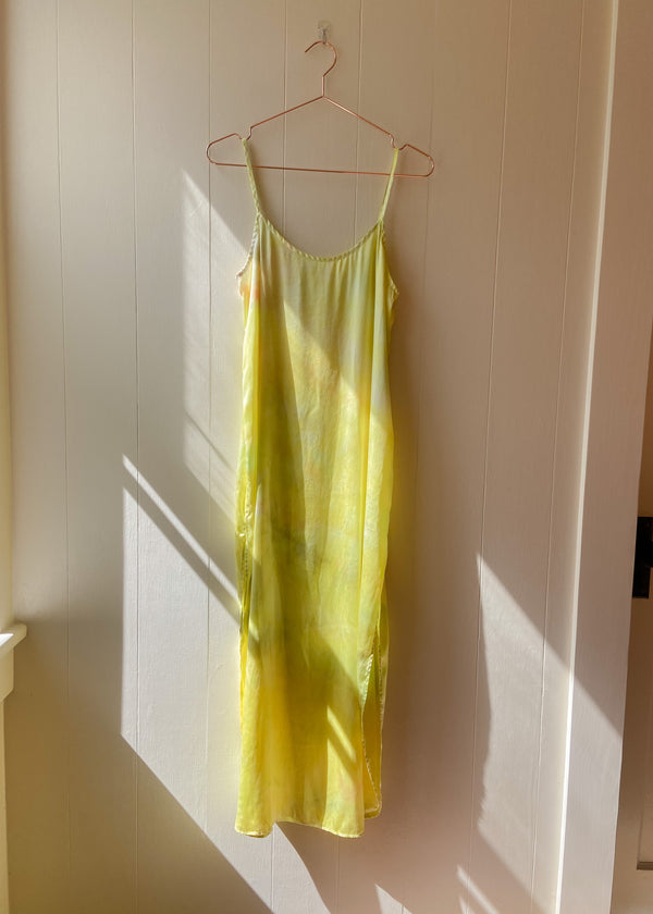 Long Silk Slip Dress: Neon