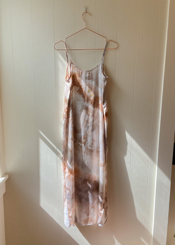 Long Silk Slip Dress: Smokey Quartz